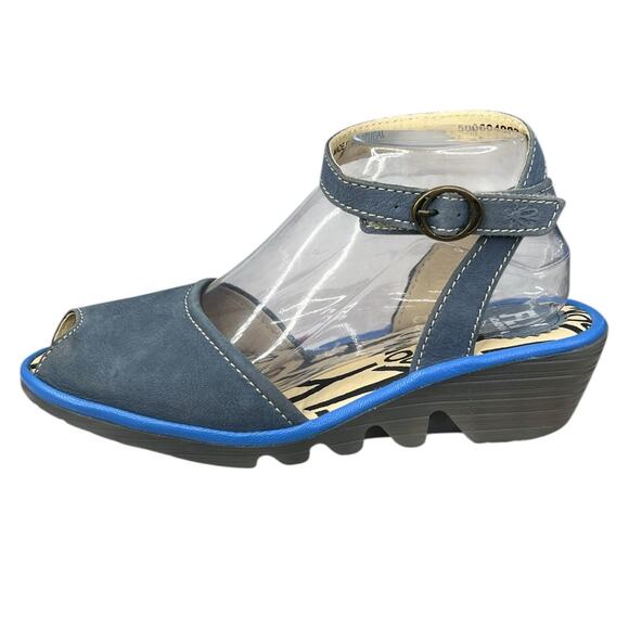 Fly London Women’s Piat Blue Open Toe Ankle Strap Sandal Size 38 US 7.5/8 - Picture 3 of 12